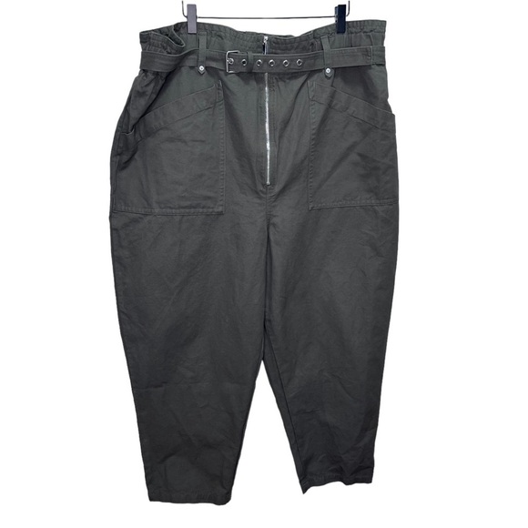 Banana Republic Green Linen Tapered Pants The Paperbag Pant Size 20 - Picture 4 of 15